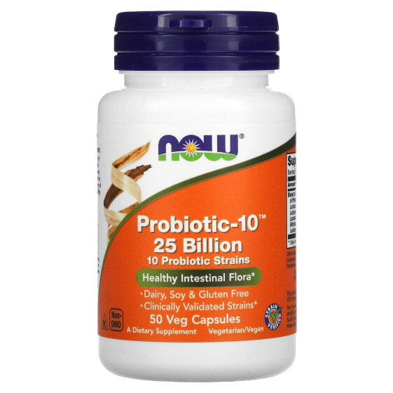 NOW Foods, Probiotic-10, 50 млрд, 50 вегетарианских капсул