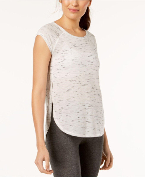 Calvin Klein Women's Performance Cap Sleeve Open Side Top White Mist Heather M