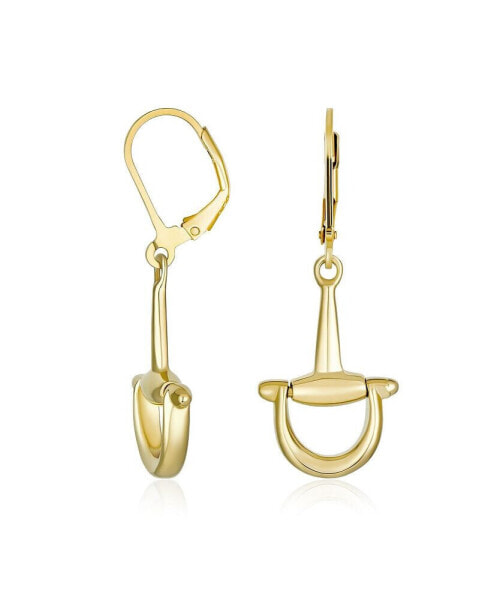 Equestrian Equine Horse Gift Cowgirl Lever back Dangle Snaffle Horse bit Earrings For Women Finish Gold Plated Sterling Silver