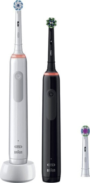 Szczoteczka Oral-B Szczoteczka rotacyjna Pro 3 3900 Duo 2 szt. White/Black + dodatkowa końcówka