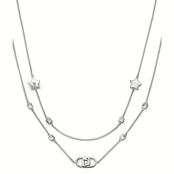 Stylish double necklace made of steel Fashion LJ2206