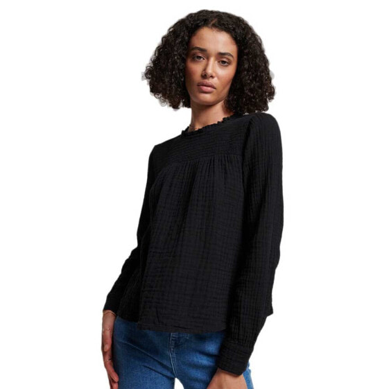 SUPERDRY Vintage Smocked LS Woven long sleeve T-shirt