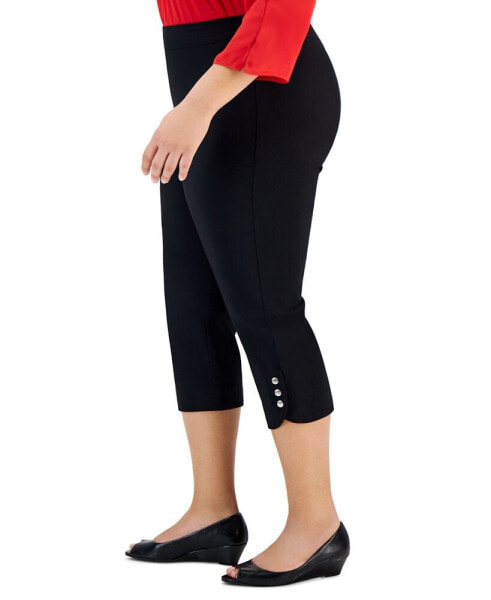 Plus Size Snap-Hem Pull-On Capris, Created for Macy's