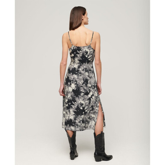 SUPERDRY Print Button Cami Sleeveless Midi Dress