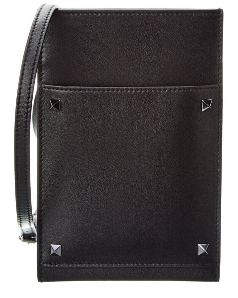 Valentino Rockstud Leather Smartphone Case Men's Black U