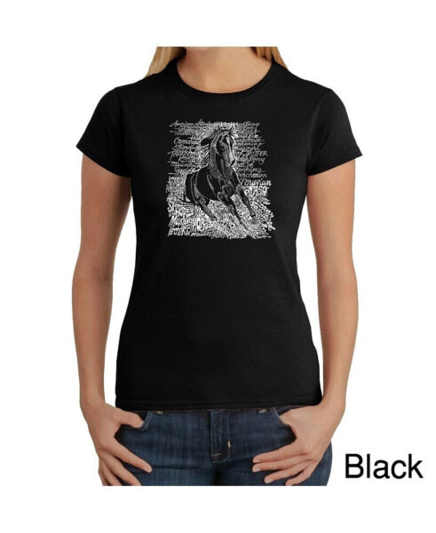 Women's Word Art T-Shirt - Popular Horse Breeds