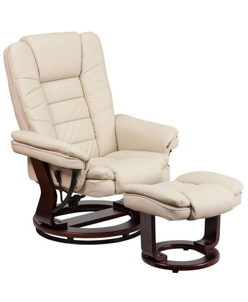 Multi-Position Stitched Recliner & Ottoman With Swivel Base