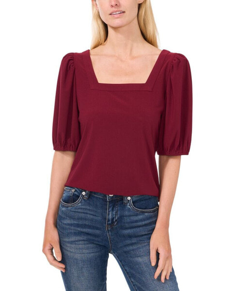 Women's Square-Neck Puff-Sleeve Blouse