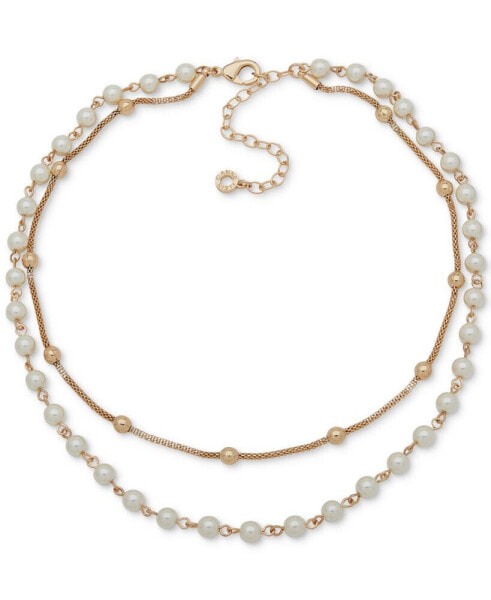 Gold-Tone Imitation-Pearl Multi-Row Necklace, 16" + 3" extender