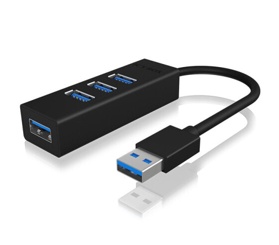 ICY BOX 4-port USB 3.0 Hub - USB 3.2 Gen 1 (3.1 Gen 1) Type-A - USB 3.2 Gen 1 (3.1 Gen 1) Type-A - 5000 Mbit/s - Black - Aluminium - Power