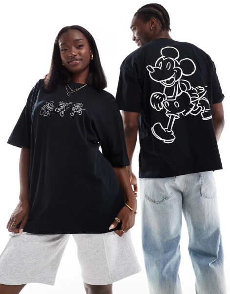 ASOS DESIGN Disney unisex oversized t-shirt with Mickey Mouse outline prints in black