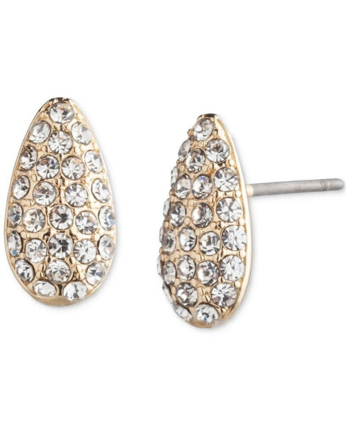 Gold-Tone Pavé Pear-Shape Stud Earrings