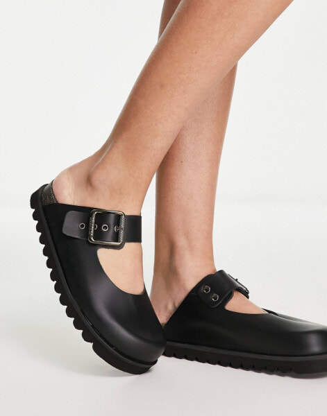 Bronx Baylorr mary jane leather mule in black