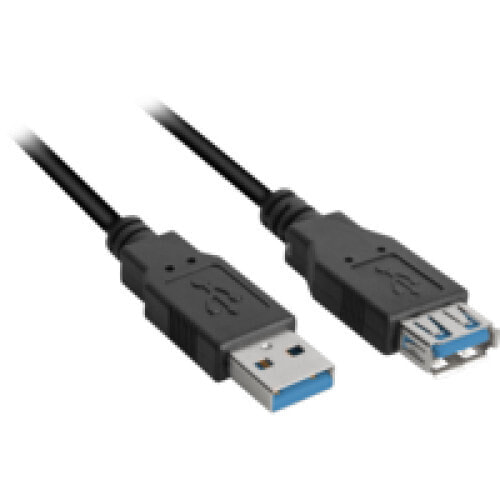 Sharkoon 3m - 2xUSB3.0-A - 3 m - USB A - USB A - USB 3.2 Gen 1 (3.1 Gen 1) - Male/Female - Black