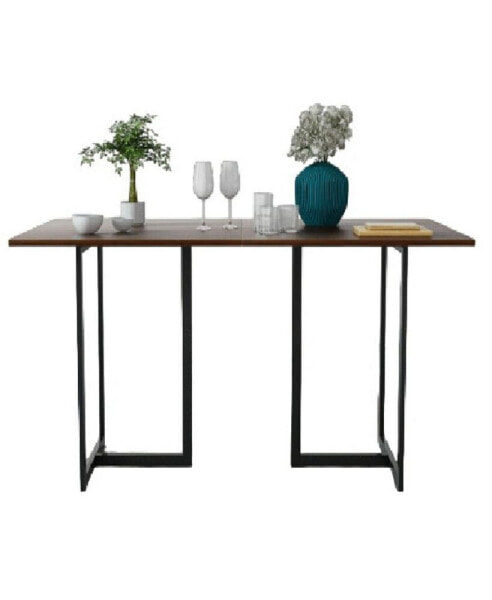 Metal Frame Wood Top Console Dining Table Rectangular Kitchen Table Steel frame