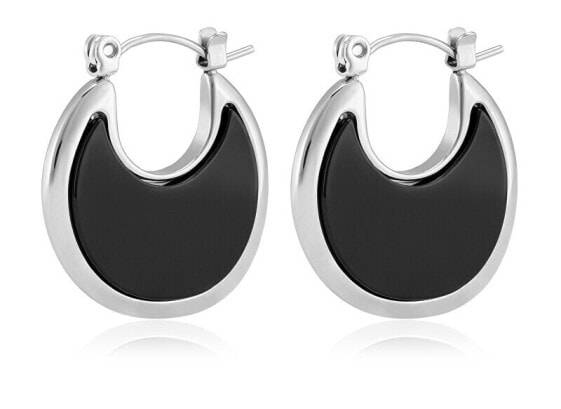 Fashion steel earrings with onyx VAAJDE201446S-BK