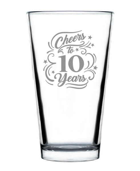 Бокал для пива на 10-летие Bevvee Cheers to 10 Years, 16 унций