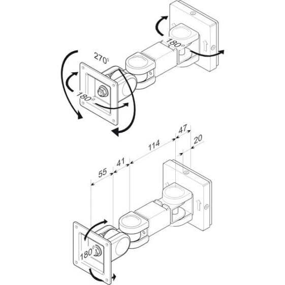 ROLINE LCD Monitor Wall Mount Kit 3 Joints - 6 kg - 75 x 75 mm - 75 x 75 mm - White