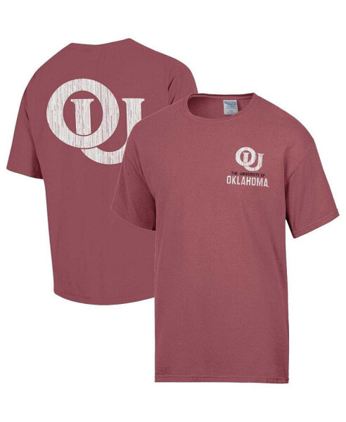 Men's Crimson Distressed Oklahoma Sooners Vintage-Like Logo T-shirt