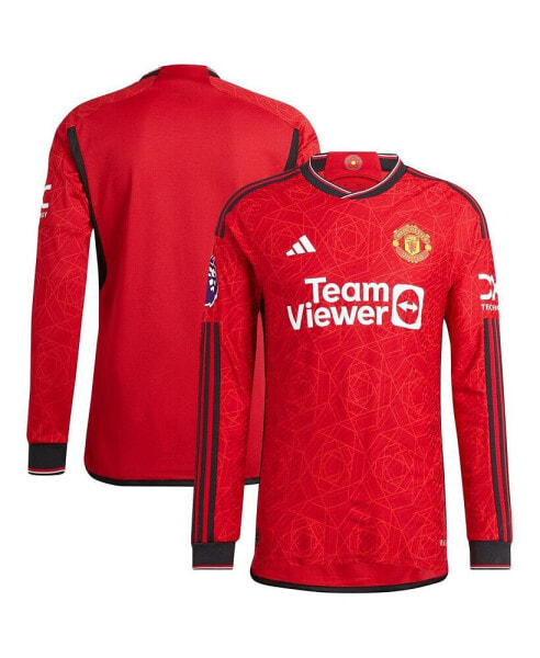 Men's Red Manchester United 2023/24 Home Authentic Long Sleeve Jersey