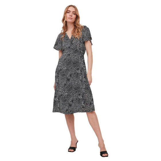 VILA Loe Short Sleeve Wrap Midi Dress