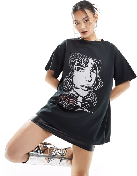 Murci exclusive oversized motif t-shirt in black