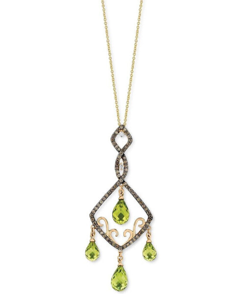 Le Vian green Apple Peridot (7-1/3 ct. t.w.), Chocolate Diamonds (5/8 ct. t.w) & Vanilla Diamonds (1/20 ct. t.w.) Pendant Necklace in 14k Yellow Gold, 18"