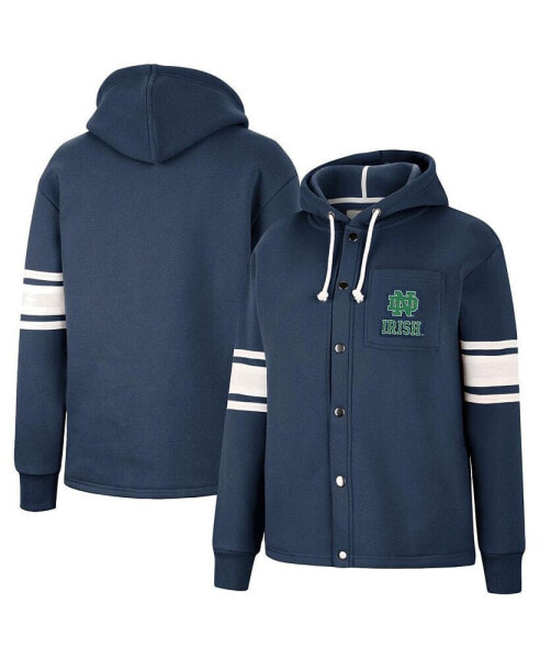 Women's Navy Notre Dame Fighting Irish Mia Striped Full-Snap Hoodie Jacket