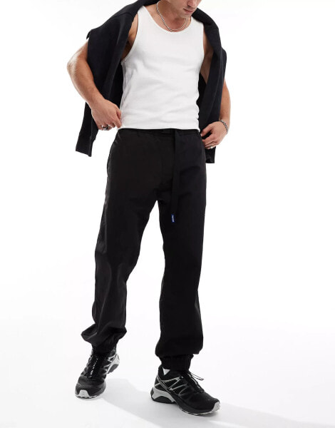 HUGO Blue gerko casual trousers in black with strapping detail