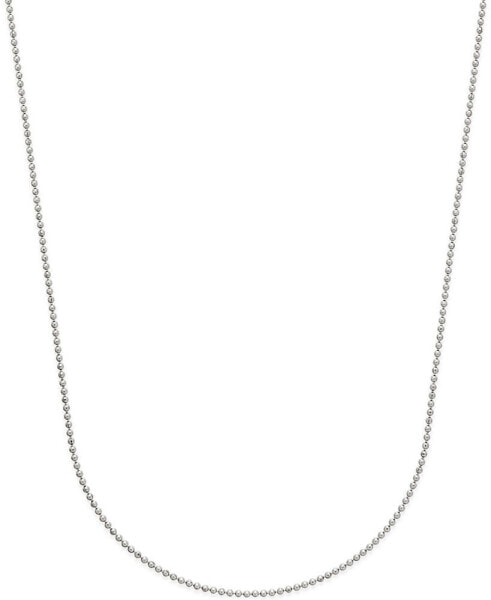Beaded Link Chain Necklace (3/4mm) in 14k White Gold