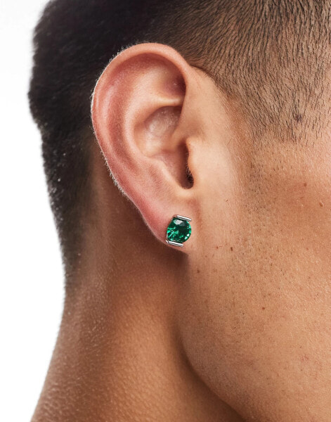 ASOS DESIGN stud earrings in emerald tone