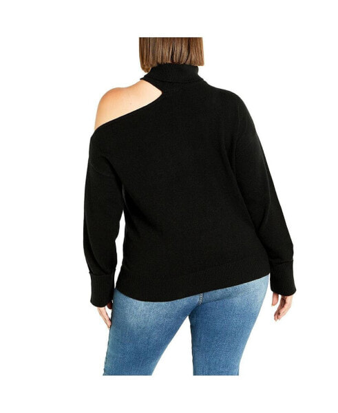 Plus Size Cold Shoulder Sweater