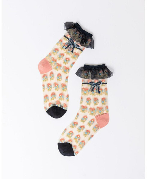 Носки женские SOCK CANDY Repeat Floral Ruffle Sheer