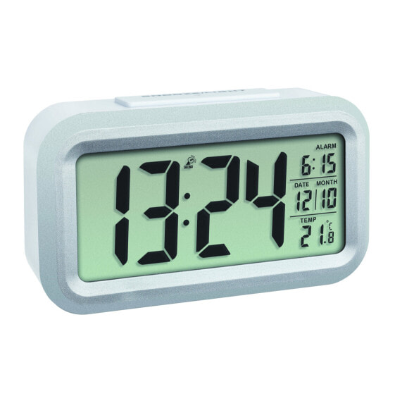 TFA Dostmann 60.2553.02, Digital alarm clock, Rectangle, Silver, White, Plastic, -9 - 50 °C, LCD