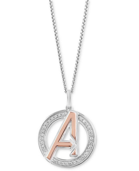 Diamond Avengers Logo 18" Pendant Necklace (1/8 ct. t.w.) in Sterling Silver & Rose Gold-Plate