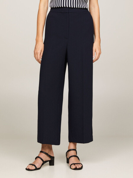 Wide-Leg Cropped Twill Pant