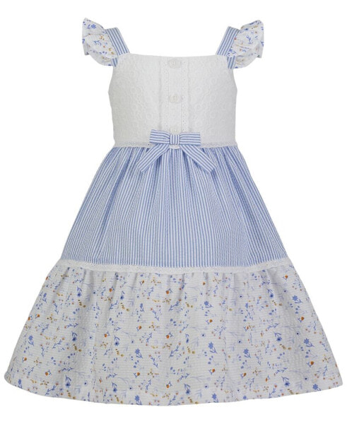 Платье для малышей Blueberi Boulevard "Сиреневое платье из скумбрии с кружевными тире"