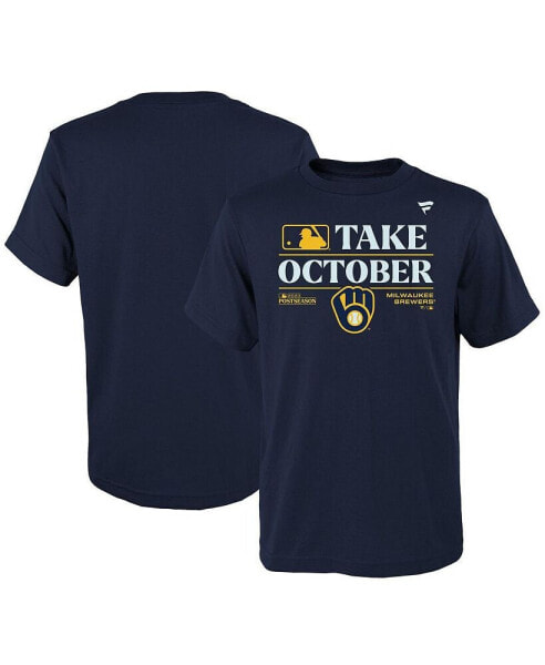 Big Boys Navy Milwaukee Brewers 2023 Postseason Locker Room T-shirt