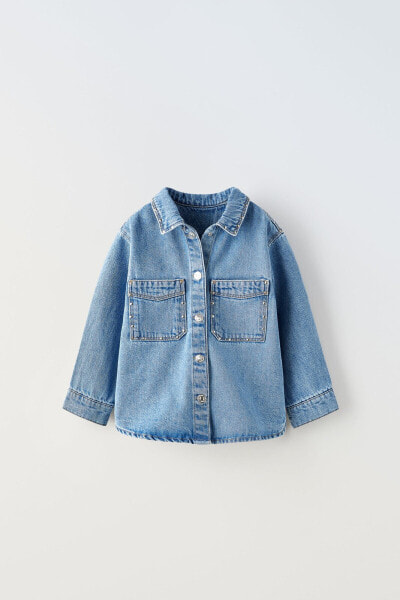 Studded denim overshirt