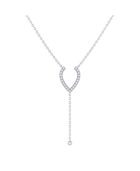 LuvMyJewelry drizzle Pear Teardrop Bolo Adjustable Silver Diamond Lariat Necklace