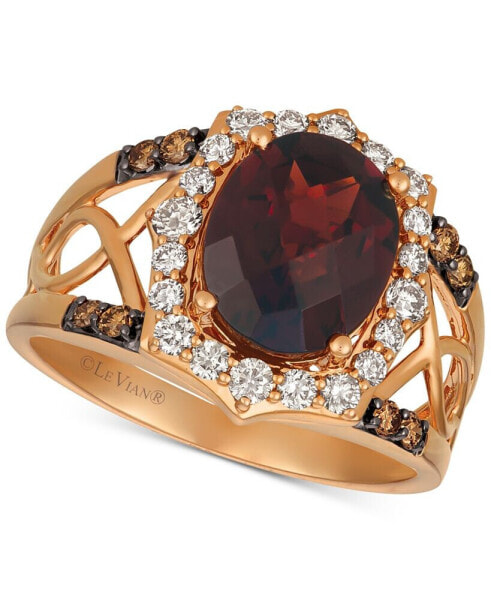 Rhodolite Garnet (3-1/5 ct. t.w.) & Diamond (1/2 ct. t.w.) Ring in 14k Rose Gold