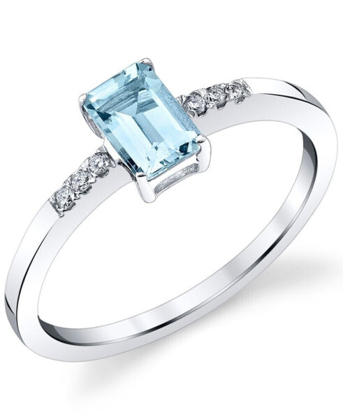 Aquamarine (5/8 ct. t.w.) & Diamond (1/20 ct. t.w.) Ring in 14k White Gold