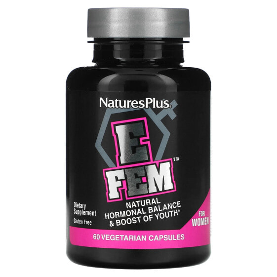 Витамины и БАДы Регуляция гормонального фона NaturesPlus E Fem для женщин, естественное балансирование гормонов и омолаживание, 60 вегетарианских капсул