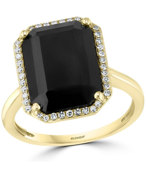 EFFY® Diamond (1/6 ct. t.w.) & Onyx (14 x 10mm) Statement Ring In 14k Gold