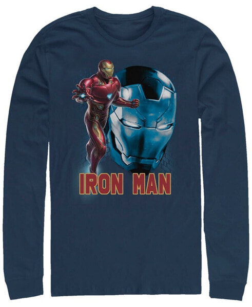 Marvel Men's Avengers Endgame Iron Man Big Face Action Pose, Long Sleeve T-shirt