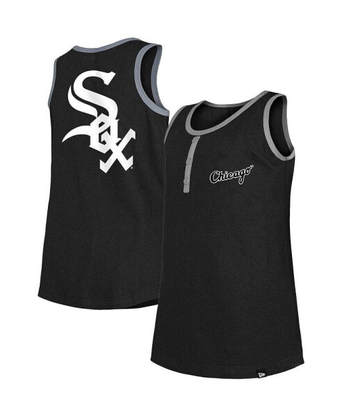 Big Girls Black Chicago White Sox Henley Tank Top