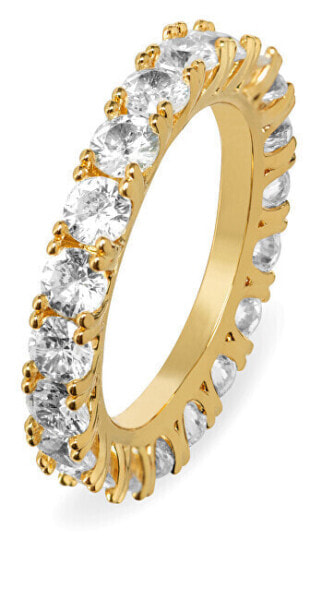 Glittering gold-plated ring with zircons VBR039G-A