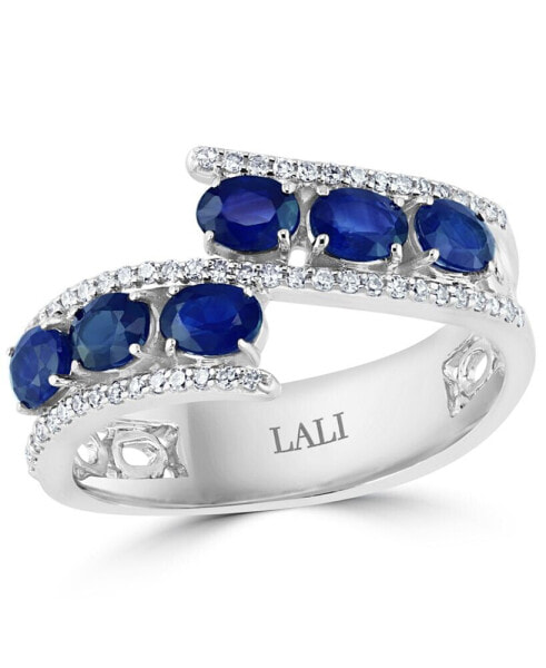 Sapphire (1-1/3 ct. t.w.) & Diamond (1/5 ct. t.w.) Bypass Ring in 14k White Gold