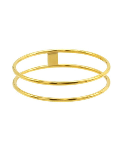Tarnish Resistant 14K Gold-Plated Stainless Steel Double Row Bangle Bracelet