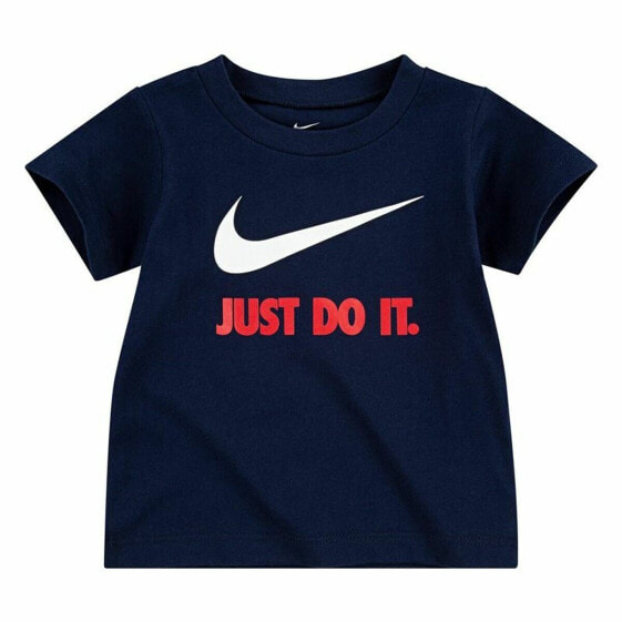 Детская футболка с коротким рукавом Nike Swoosh Тёмно Синяя